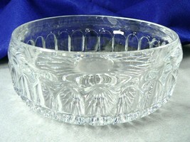 Vtg Glass Serving Bowl With Geometric Pattern Design and Cathedral Windo... - $39.55