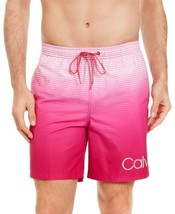 Calvin Klein Mens Quick Dry Uv 50 Plus Ombre Stripe 7Inch Swim Trunks, S... - $49.00