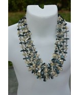 Vtg Japan GREENISH BLUE &amp; WHITE ABALONE MOTHER OF PEARL 5 STRAND NECKLACE! - $470.27 MXN