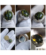 Natural Green Tabasheer Iron Stone Silver Solid 925 Ring - $124.00