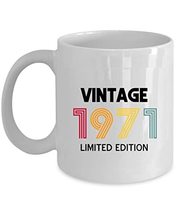 Vintage 1971 Colorful Coffee Mug 15oz Ceramic Gift For Women, Men 51 Years Old W - £15.78 GBP
