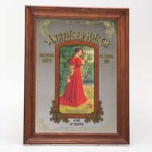 1992 Anheuser Busch St Louis MO Girl in Red Dress Large Bar Mirror Manca... - $168.29