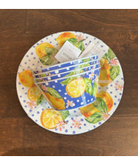 House &amp; Garden Lemon Polka Dot Print Melamine Dinner plates  &amp; Bowl 8 Pc... - £47.05 GBP