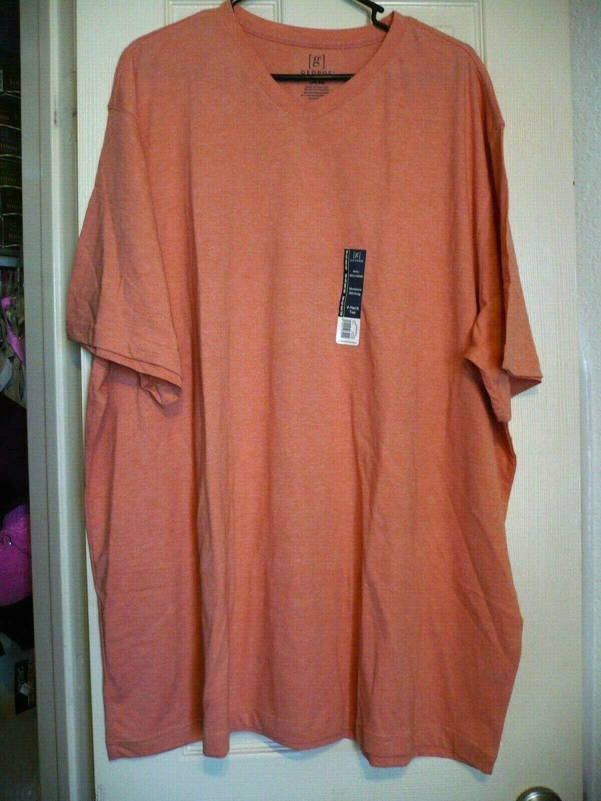 George Men's Short Sleeve Jersey V-Neck Tee Shirt Size Large 42-44 Coral Reef - $10.73