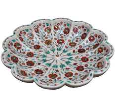 18&quot; Decorative Marble Bowl Carnelian Mosaic Inlay Pietra Dura Home Decor... - $2,103.39