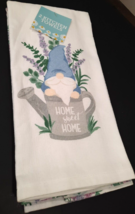 Bee Hive and Gnome 2-Piece Kitchen Tea Towels Gnome  Honeybees Cotton Floral NEW - £8.88 GBP