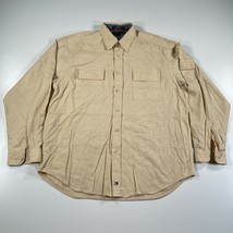 Tommy Hilfiger Hemd Herren L Hellbraun Baumwolle Knöpfe Langärmelig Befl... - $17.80
