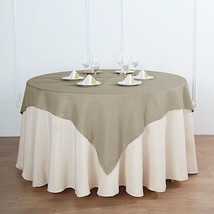 Beige 72X72&quot;&quot; Square Table Overlay Premium Faux Burlap Polyester Wedding... - $27.30