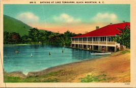 Bathing at Club House Lake Tomahawk Black Mountain NC UNP Linen Postcard B7 - £3.85 GBP