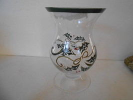 Lenox Glass Hurricane Vase Holly &amp; Berry Final Sale - £3.83 GBP