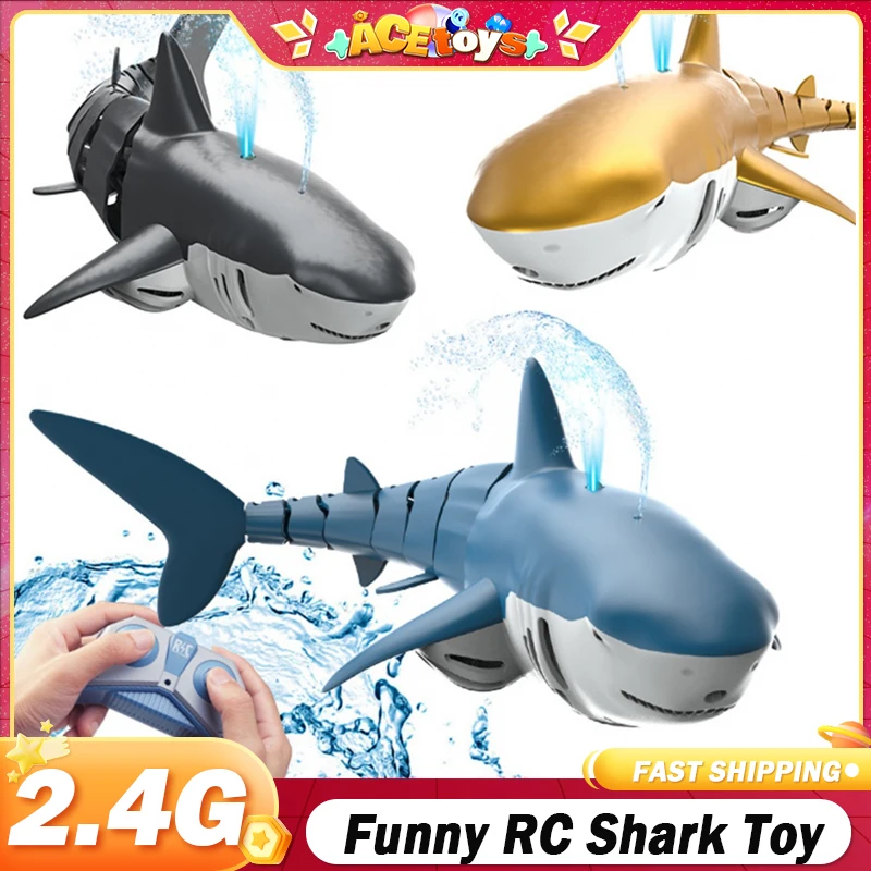 Rc Shark Whale Spray Water 2.4G Smart Funny Toy Remote Controlled Boat Ship - £31.58 GBP+
