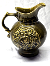 1968 MCCOY 9.5” Pitcher - Olive Green With Turkey Design - SIGNED MCP 19... - $335.32 MXN