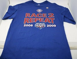Philadelphia Phillies RACE 2 REPEAT World Series 2008-2009 L Blue T-Shirt Clean - £19.45 GBP