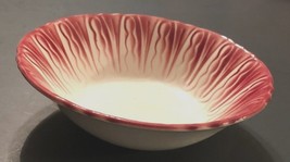 FARMHOUSE Vintage Mid-Century Maroon Red White Ceramic Cabbage Serving Soup Bowl - £18.30 GBP