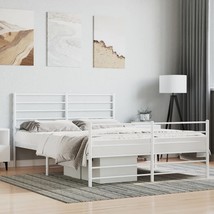  Bed Frame White Powder-Coated Steel Full Bed Frame Rectangular - $3,849.78 MXN