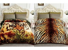 Tiger - Queen Size Korean Style Silky Mink Design Reversible Blanket - £66.81 GBP