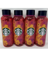 Starbucks 2022 Floral Red Orange Ombre Glass Water Bottle 20oz Rainbow 4... - £46.12 GBP