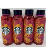 Starbucks 2022 Floral Red Orange Ombre Glass Water Bottle 20oz Rainbow 4... - $80.81 CAD