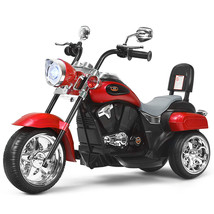 6V Kids Ride On Chopper Motorcycle 3 Wheel Trike with Headlight and Horn Red - £175.85 GBP