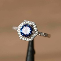 Sterling Silver Handmade Certified 3.25 Ct Blue Sapphire Cluster Ring For Her - £57.90 GBP