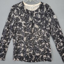 Croft Barrow Women Shirt Size S Black Goth Lace Long Sleeve Classic Buttons Knit - £8.46 GBP