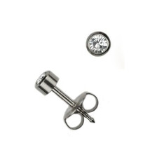 4mm Set of 3 Pairs Surgical Stainless Steel Ear Piercing April Stud Earrings - £4.14 GBP