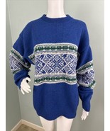 Women&#39;s Alps Rugged Outdoors Blue Speckled Fair Isle Wool Blend Sweater ... - £31.54 GBP