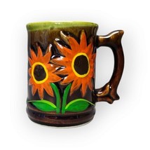 Mexico Beer Mug Stein Monterrey Nuevo Leon Hand Painted Floral Pottery S... - $16.78