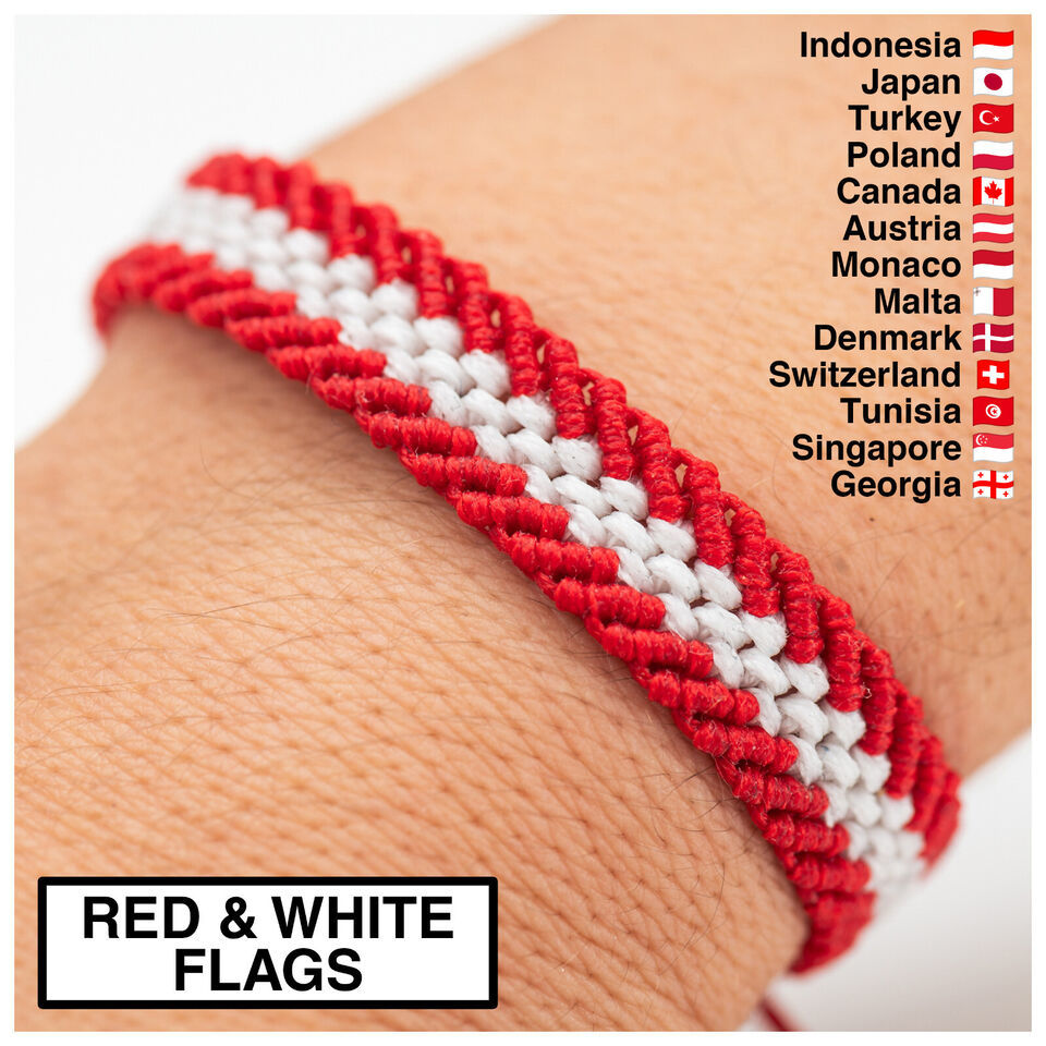 Switzerland flag Bracelet,  Red & White flag Bracelet, Friendship Mens bracelet