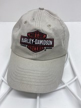 Harley Davidson Adjustable Cap Hat Beige Khaki Cotton Embroidered Logo Patch - £20.24 GBP