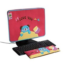 [Blue Bear-Red] Embroidered Applique Fabric Art 17 inch Monitor Screen Cover &amp; W - £19.71 GBP