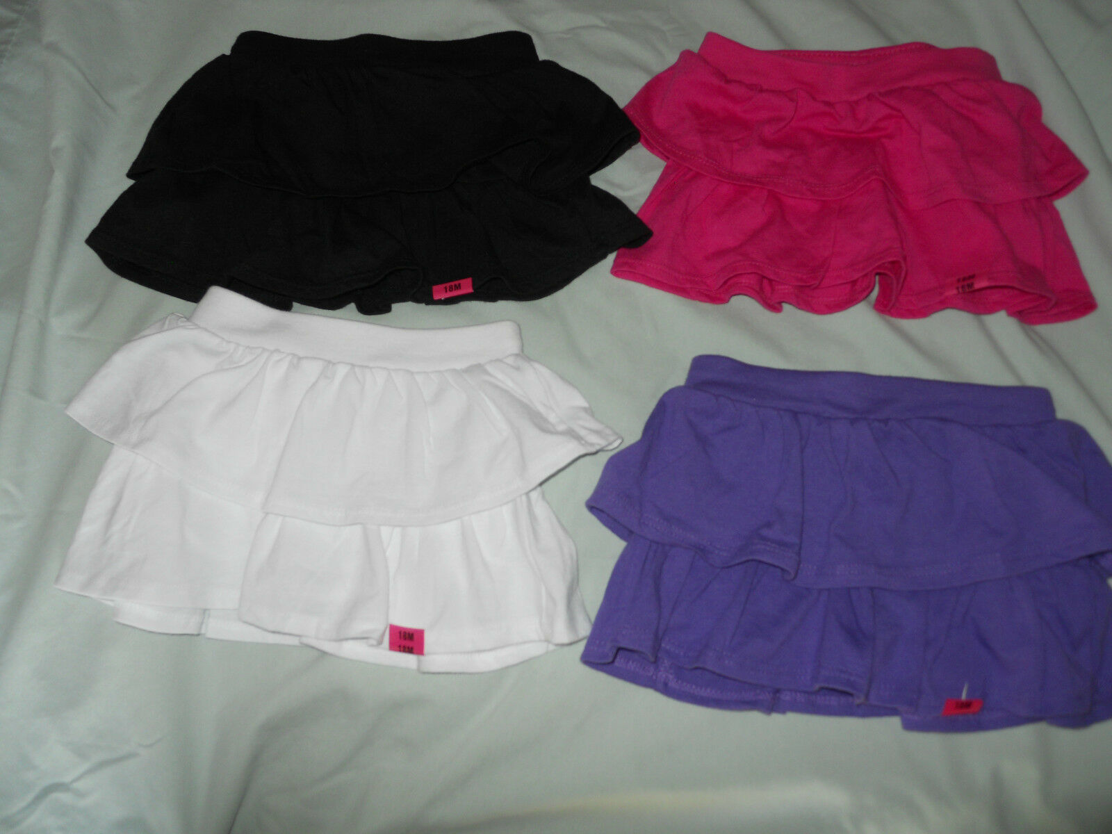 Girls Skort Tiered Skirt Size Purple White Black Pink - $11.99