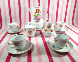 VTG Colditz Porzellan 14pc German Democratic Republic Bone China Demitasse Set - £77.37 GBP