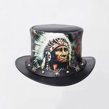 Red Indian | Mens Leather Top Hat | Chief Headdress Hatband 100% Genuine... - $39.27+