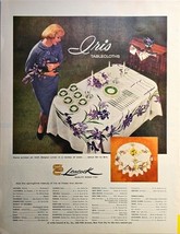 1960 LEACOCK - IRIS TABLECLOTHS - STYLE - FASHION - DECOR - Vintage Prin... - $11.67
