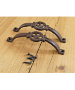 2 Cast Iron RUSTIC Drawer Pulls Handle Texas Star Fancy Western Cowboy C... - $14.99