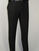 Men's MONO Turkey Slacks 100% Wool Plain Front Slim Fit 2502-01 Black image 3