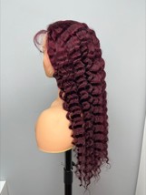 Burgundy curly human hair lace front wig/deep wave burgundy human hair wig - £258.71 GBP+