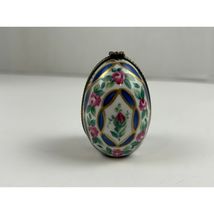 Vintage Limoges Hinged Egg Trinket Box with Perfume Bottle Hand Painted - $129.99