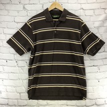 Eddie Bauer Polo Shirt Mens sz M Medium 100% Cotton Brown Striped Golf Shirt  - £11.67 GBP
