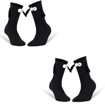 AWS/American Made 2 Pairs Magnetic Socks Holding Hands Shoe Size 5 to 10 (Black) - £9.21 GBP