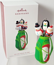 Hallmark 2018 HO-HO-HOLE IN ONE Christmas Ornament Golf Bag Santa Snowman Green - £7.58 GBP