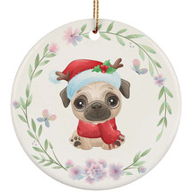 Cute Baby Pug Dog Pet Ornament Wreath Christmas Gift Tree Decor For Puppy Lover - £11.69 GBP