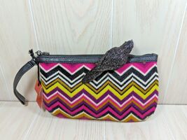 Missoni CUSTOMIZED purse wristlet handbag purple black chevron raven cro... - $25.72