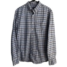 J. Crew Men&#39;s Flex Oxford Shirt Large Button Down Plaid Blue Purple Cotton - £13.33 GBP