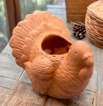 Terracotta Thanksgiving Turkey Votive Candle Holder Tabletop Holiday Decor - £9.39 GBP