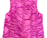 NWT Zenergy By Chicos Womens Pink Shimmer Romana Ruched Zip Puffer Vest ... - £31.13 GBP