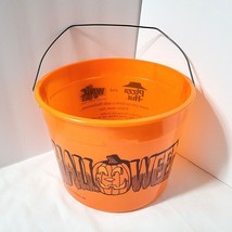 Rare Vtg Halloween Orange Plastic Bucket Myrie&#39;s Pizza Hut Wire Handle 1986 WNIC - £34.75 GBP