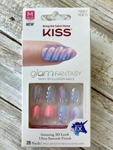 Kiss Glam Fantasy Next 3D Illusion Medium Nails KGF10 Unicorn SpecialFX 28 Nails - £10.27 GBP