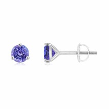 Natural Tanzanite Round Solitaire Stud Earrings in 14K Gold (AAA, 5MM) - £546.04 GBP